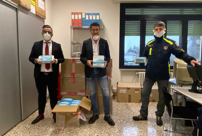 Left to right: Major of Forli Mr. Daniele Mezzacapo, Mr. Massimo Tarroni from Studio 69 SRL and Mr. Arfelli of Protezione Civile of Forli